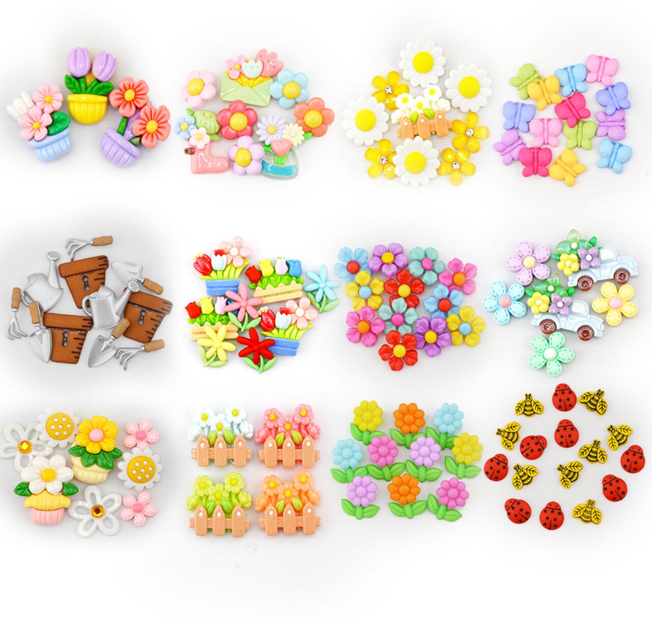 Dress It Up Button Shop 12 Pack Flower Garden Themed Embellishment Bundle 50 Pieces